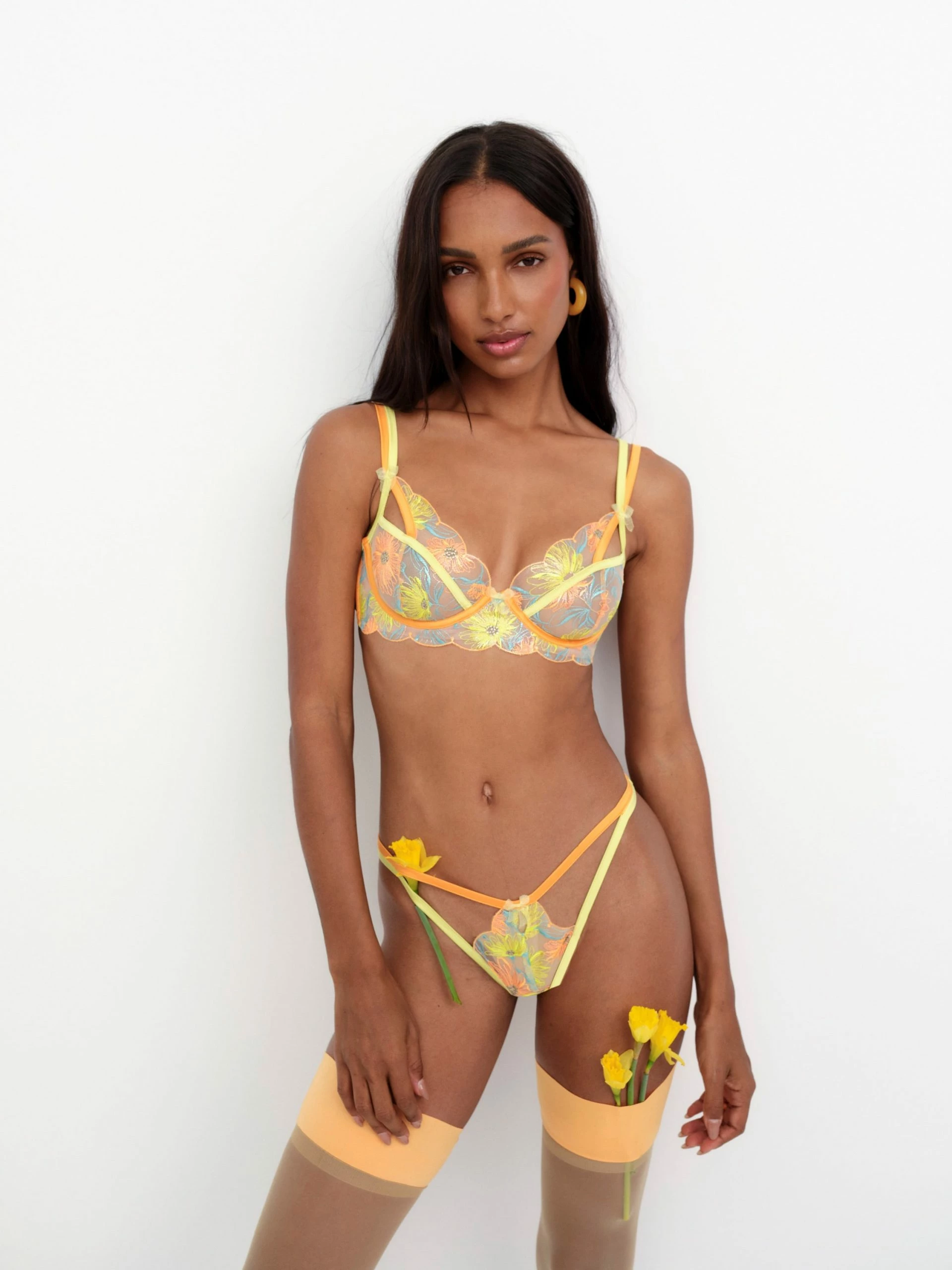 Waterlily Embroidery Thong Panty 2 Waterlily Embroidery Thong Panty - Image 2