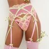 Hugging Hearts Embroidery Garter Belt