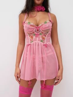 Needle Point Roses Slip Dress